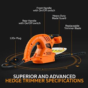 SuperHandy Hedge Trimmer 20-Inch Corded Electric 120V 4-Amp Lightweight Lawn and Garden Landscaping