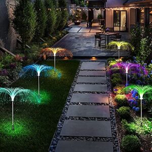 Upgraded Solar Lights Outdoor Garden 5 Pack, 7 Color Changing Solar Jellyfish Lights Garden Waterproof Outdoor Decorative Solar Flowers Light for Yard Lawn Garden Pathway Patio Holiday Decorations