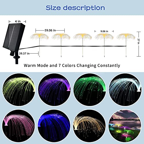 Upgraded Solar Lights Outdoor Garden 5 Pack, 7 Color Changing Solar Jellyfish Lights Garden Waterproof Outdoor Decorative Solar Flowers Light for Yard Lawn Garden Pathway Patio Holiday Decorations