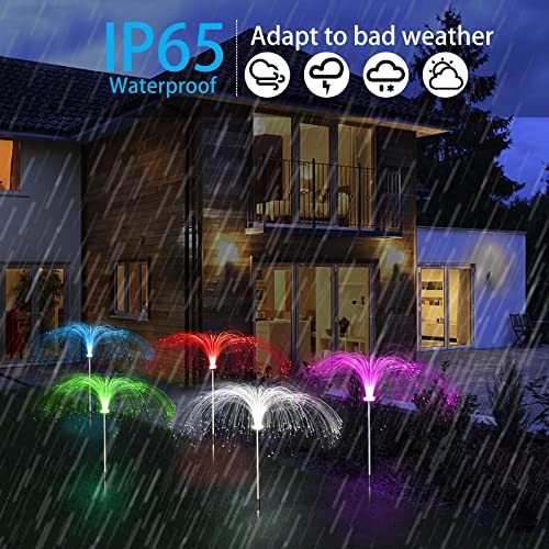 Upgraded Solar Lights Outdoor Garden 5 Pack, 7 Color Changing Solar Jellyfish Lights Garden Waterproof Outdoor Decorative Solar Flowers Light for Yard Lawn Garden Pathway Patio Holiday Decorations