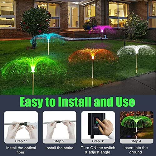 Upgraded Solar Lights Outdoor Garden 5 Pack, 7 Color Changing Solar Jellyfish Lights Garden Waterproof Outdoor Decorative Solar Flowers Light for Yard Lawn Garden Pathway Patio Holiday Decorations