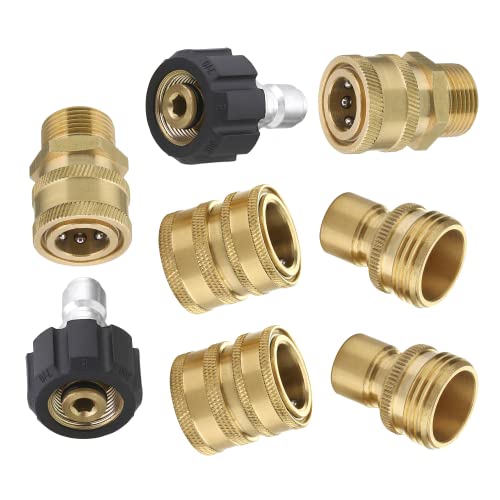 M MINGLE Ultimate Pressure Washer Adapter Set, Quick Disconnect Kit, M22 Swivel to 3/8 Inch Quick Connect, 3/4 Inch to Quick Release, 8-Pack