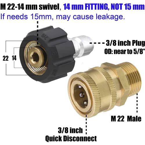 M MINGLE Ultimate Pressure Washer Adapter Set, Quick Disconnect Kit, M22 Swivel to 3/8 Inch Quick Connect, 3/4 Inch to Quick Release, 8-Pack