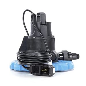 Star SPCP01 ¼ HP Automatic ON/OFF Swimming Pool Cover Pump with Garden Hose Adapter & 25' Power Cord, 2400 GPH Fast Water Removal, Submersible, Blue