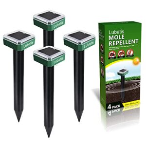 lubatis solar mole repellent outdoor sonic deterrent – mole chaser scare vole for lawn garden – groundhog repellent snake rodent gopher spikes chaser pest (4)