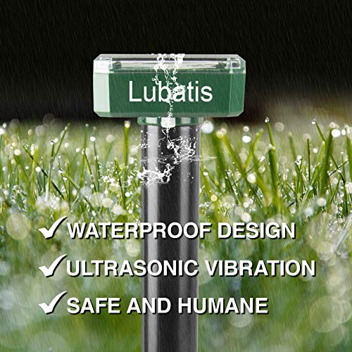 Lubatis Solar Mole Repellent Outdoor Sonic Deterrent - Mole Chaser Scare Vole for Lawn Garden - Groundhog Repellent Snake Rodent Gopher Spikes Chaser Pest (4)