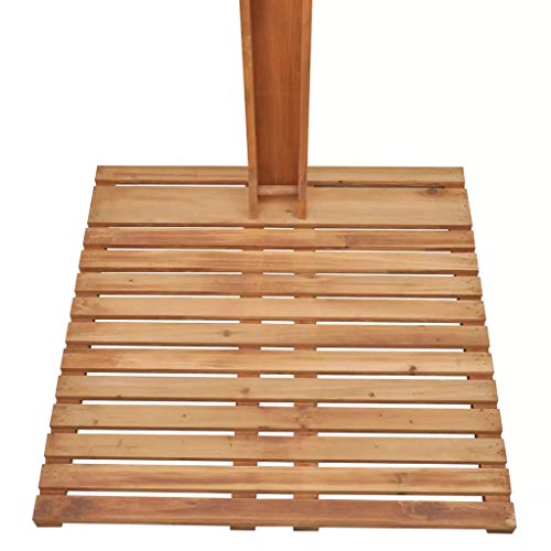 vidaXL Wooden Outdoor Shower Stand Portable Mobile Garden Camping Water Pressure Adjustable Shower for Backyard Pool Outdoor Swimming