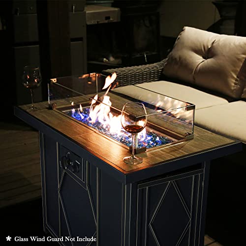BALI OUTDOORS 42 inch Rectangular Propane Gas Fire Pit Table with Blue Fire Glass, Fire Pits Outdoor for Outside Patio and Garden