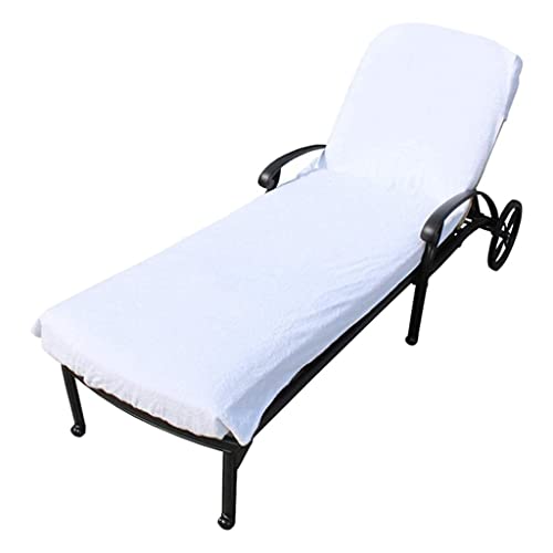 Baoblaze Portable Lounge Towel Cover with Side Storage s No Sliding Beach Cover for Pool and Garden Sunbathing Vacation, White