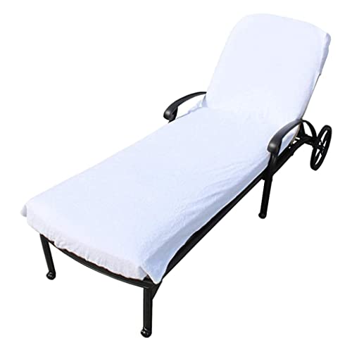 Baoblaze Portable Lounge Towel Cover with Side Storage s No Sliding Beach Cover for Pool and Garden Sunbathing Vacation, White