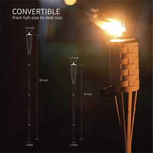 ONETHATCH Faux Bamboo Outdoor Torches (Sundried Color, 4pack); Large Island Citronella Torch for Garden Lighting, Luau Party, and Tropical Decor; Easy Refill Wide-Mouth Canister, Stands 60” Tall