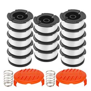 rongju 18 pack weed eater replacement parts for black&decker af-100, 14 pack 30ft 0.065″ string trimmer line replacement spools + 2 pack rc-100-p caps&springs (14 spools + 2 caps + 2 springs)