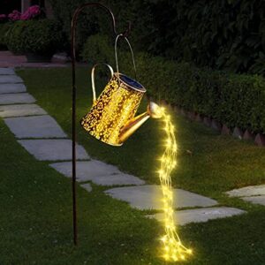 solar watering can lights hanging kettle lantern light – waterproof garden decor metal retro lamp for outdoor table patio lawn yard pathway with hook