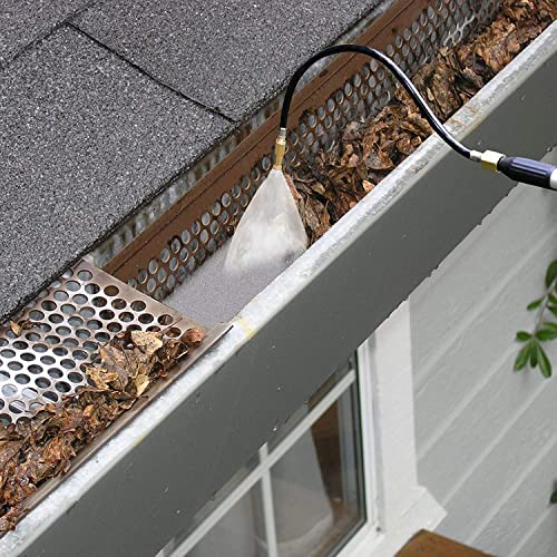 Buyplus Gutter Cleaning Wand - 12FT Telescoping Gutter Cleaners from The Ground, Gutter Cleaning Tools for Garden Hose Attachment, 20 Feet High Reach Gutter Cleaning Pole Kit