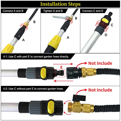 Buyplus Gutter Cleaning Wand - 12FT Telescoping Gutter Cleaners from The Ground, Gutter Cleaning Tools for Garden Hose Attachment, 20 Feet High Reach Gutter Cleaning Pole Kit