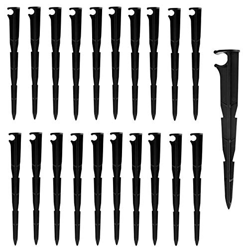 50PCS Drip Irrigation Support Stakes, Kalolary 4/7 mm Tubing Hose Holder Plastic Drip Line Tube Hold Stakes 1/4" Garden Watering System Hose Support Tools for Vegetable Flower Beds Lawn Supplies