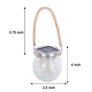 Solar Lantern Solar Lights Outdoor Waterproof 6-Pack,2 Modes Multi-Color+ Warm Solar Powered Hanging Lights Cracked Glass Hanging Globes for Christmas Decoration, Shepherd Hook, Garden Tree Ornaments