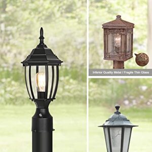 Hardwired 120V Dusk to Dawn Outdoor Post Light 2 Pack, Waterproof Aluminum Pole Light Fixture with Pier Mount Base, Exterior Lamp Post Lantern Head with Clear Glass for Garden Yard Patio Pathway