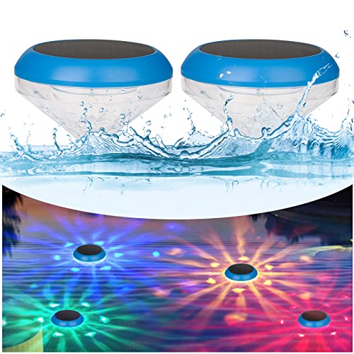 Floating Pool Lights Solar Powed,LED Pool Lights with RGB Color Changing Waterproof Solar Pood Lights for Swimming Pool at Night,Outdoor LED Pool Lights That Float for Pool,Pond,Hot tub (2 PACK)