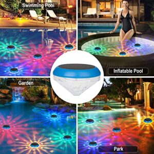 Floating Pool Lights Solar Powed,LED Pool Lights with RGB Color Changing Waterproof Solar Pood Lights for Swimming Pool at Night,Outdoor LED Pool Lights That Float for Pool,Pond,Hot tub (2 PACK)