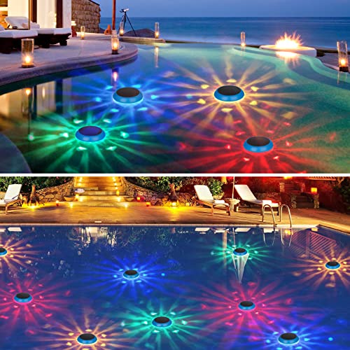 Floating Pool Lights Solar Powed,LED Pool Lights with RGB Color Changing Waterproof Solar Pood Lights for Swimming Pool at Night,Outdoor LED Pool Lights That Float for Pool,Pond,Hot tub (2 PACK)