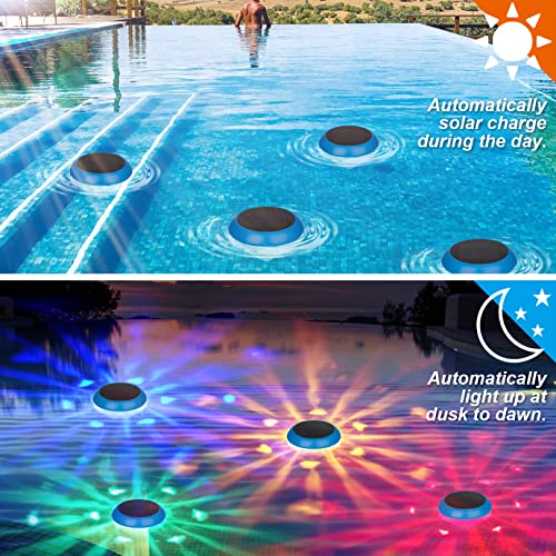 Floating Pool Lights Solar Powed,LED Pool Lights with RGB Color Changing Waterproof Solar Pood Lights for Swimming Pool at Night,Outdoor LED Pool Lights That Float for Pool,Pond,Hot tub (2 PACK)