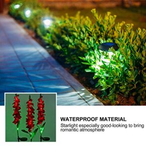 SOLUSTRE Red Landscape Solar Flower Lights Outdoor Garden Stake Flower Lights Led Flower Solar Powered Decoration for Patio Lawn Garden Yard Decoration