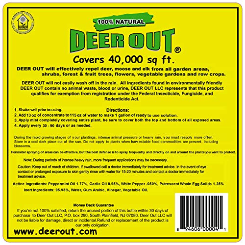 Deer Repellent :Deer Out 1 Gallon Concentrate Makes 10 Gallons