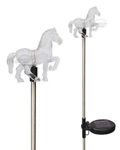 set of 2 clear acrylic horse solar yard stick color change lights