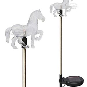 Set of 2 Clear Acrylic Horse Solar Yard Stick Color Change Lights