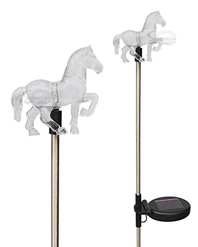 Set of 2 Clear Acrylic Horse Solar Yard Stick Color Change Lights