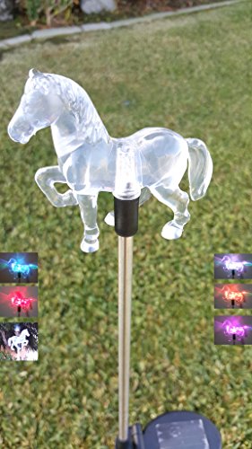 Set of 2 Clear Acrylic Horse Solar Yard Stick Color Change Lights