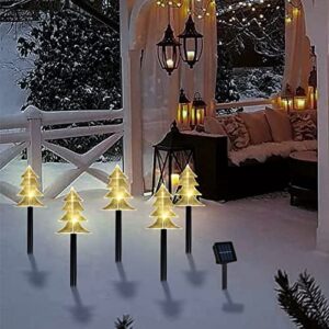 Christmas Tree Pathway Lights Outdoor, Solar Christmas Lights, Garden Christmas Path Lights, Set-of-5 Stick Walkway Lights Christmas Garden Decor(Warm White)