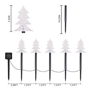 Christmas Tree Pathway Lights Outdoor, Solar Christmas Lights, Garden Christmas Path Lights, Set-of-5 Stick Walkway Lights Christmas Garden Decor(Warm White)