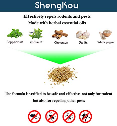 ShengKou Deterrent Mouse Repellent Pouches, Keep Rodent, Mice, Rats Away from Your House, Indoor, Cars, Vehicles, Home (4 Packs)