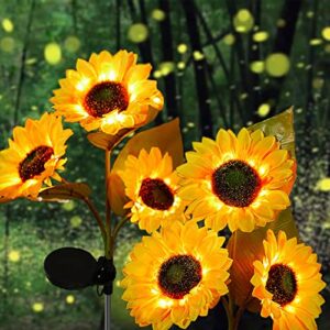 suweazc sunflower solar lights 2 pack upgraded solar garden lights led with 6 sunflowers outdoor waterproof decorative solar flower lights for patio lawn yard pathway