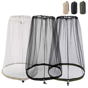 cozycabin 3pcs mosquito head net mesh face netting for hats, head mesh protecting net for outdoor hiking camping garden