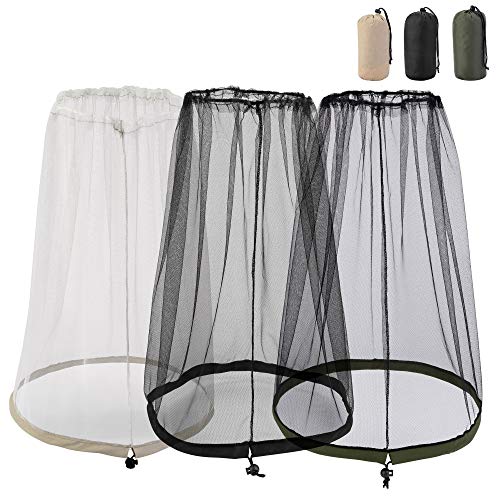 CozyCabin 3PCS Mosquito Head Net Mesh Face Netting for Hats, Head Mesh Protecting Net for Outdoor Hiking Camping Garden