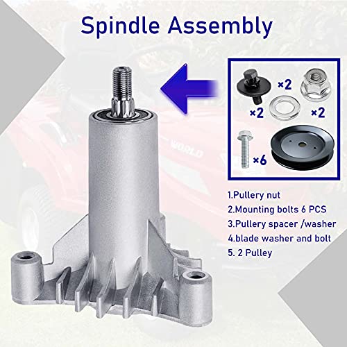 130794 Spindles Rebuild Kit for Craftsman Poulan Husqvarna Included 2 Spindles 532130794, 2 Pulleys 129861 153535 21546127, 95 1/2" Deck Belt 21547027 21547082 144959