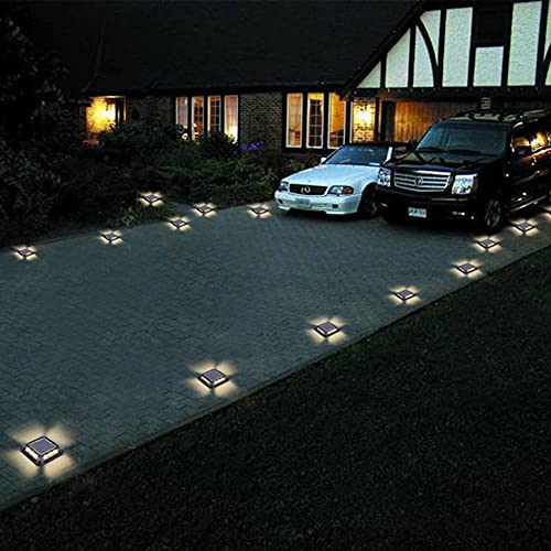 YOELVN Solar Driveway Lights Waterproof 8-Pack Super Bright 12 LED Auto Dusk to Dawn Solar Powered Lights for Driveway Walkway Patio Garden Backyard Outdoor Lighting (Warm White)