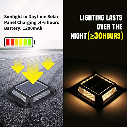 YOELVN Solar Driveway Lights Waterproof 8-Pack Super Bright 12 LED Auto Dusk to Dawn Solar Powered Lights for Driveway Walkway Patio Garden Backyard Outdoor Lighting (Warm White)