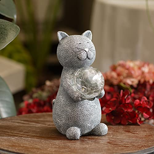 LNPNRENG Adorable Figurines, Gifts, Cute Kittens (Hedgehogs) Bring Light to Your Home and Garden with Glowing Balls. for Patio, Garden, Deck, Path Decoration (cat)