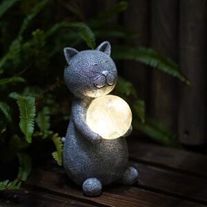 LNPNRENG Adorable Figurines, Gifts, Cute Kittens (Hedgehogs) Bring Light to Your Home and Garden with Glowing Balls. for Patio, Garden, Deck, Path Decoration (cat)