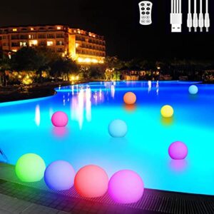 floating pool lights (usb powered version), rechargeable multicolor led glow pool ball lights with remote, ip68 waterproof float hot tub lights for pond bathtub garden lawn party wedding decor, 4pcs