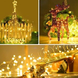 YoTelim LED Fairy String Lights with Remote Control - 2 Set 100 LED 33ft/10m Micro Silver Wire Indoor Battery Operated LED String Lights for Garden Home Party Wedding Festival Decorations(Warm White)