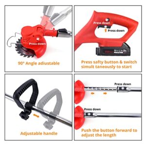 Cordless Blade Trimmer Brush Cutter Battery Powered, 21V Lightweight Weed Eater with 2.0Ah Li-Ion Battery 3 Type Trimmer Blades, Powerful Weed Whacker for Lawn, Yard, Garden, Bush Trimming & Pruning