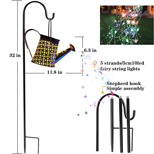 EDOF Solar Watering Can with Cascading Lights,Christmas Decorations Lights Waterproof Hanging Solar Lantern,Christmas Presents for The Children,Table Patio Yards Pathway Party Wedding Decor