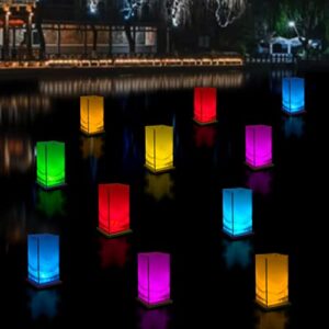 fuelye floating pool lights,13 colors led floating candle lantern lights with remote control, 5.9x9.85 waterproof pool decorations outdoor night lights for pool party,bedroom,garden,wedding