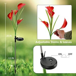 BrizLabs Outdoor Solar Flower Lights, 4 Pack 16 LED Solar Powered Garden Stake Lights, Multi-Color Changing Calla Lily Flower Lights, Waterproof Solar Landscape Lights for Garden, Patio, Pathway Decor