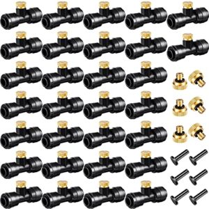 misting nozzles kit include water misting nozzle tees thread 1/4 inch and brass orifice nozzle with black plug for outdoor spray cooling system (72 pieces in total)